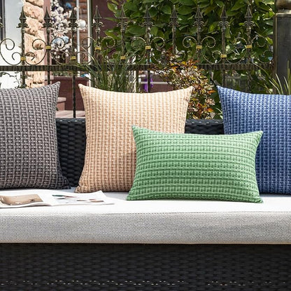 Kevin Textile Outdoor Waterproof Throw Pillow Covers Pack of 2 Farmhouse Decorative Cushion Covers for Garden Patio Tent Balcony Bench Couch Sofa 24x24 Inch, Sage Green