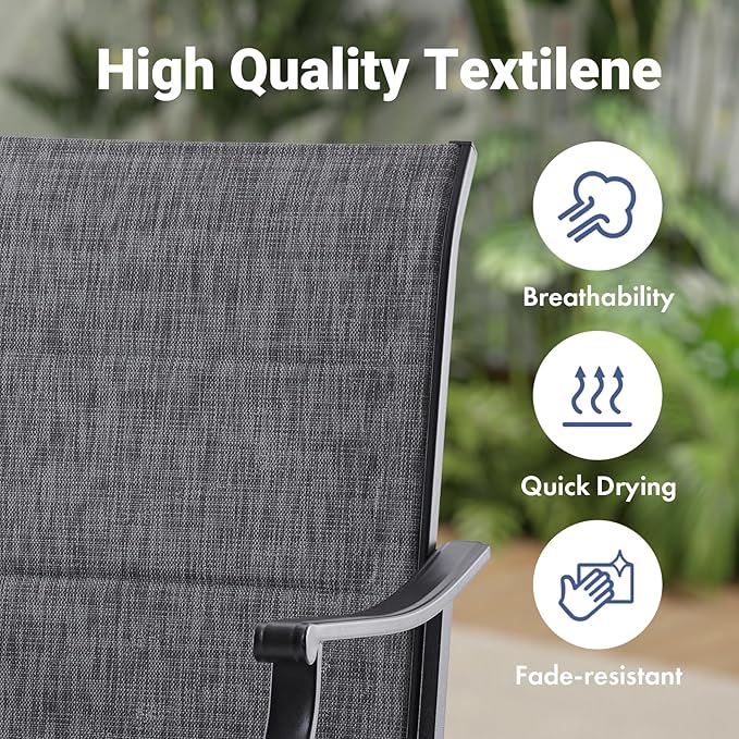 Soohow Patio Dining Chairs Set of 2, Swivel Outdoor Patio Chair with Paded Textilene Fabric, All Weather Outdoor Seats Ergonomic Comfort, Perfect Seats for Backyard, Balcony, and Garden