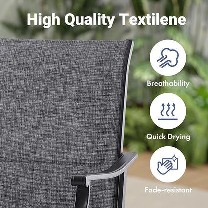 Soohow Swivel Outdoor Dining Chairs Set of 6, Patio Swivel Dining Chair with Textilene Fabric, Outdoor Metal Armchair All Weather Resistant, Ergonomic Comfort, Perfect for Patio, Backyard, Balcony