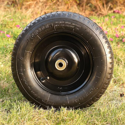14.5" Wheelbarrow Tire, 3.50-8” Pneumatic Tire, Universal Wheelbarrow Wheel for 4.80/4.00-8”, 4.00-6”, and 2.50-8”, with 6" Centered Hub, 5/8" Axle Bore Hole, Sealed Bearings