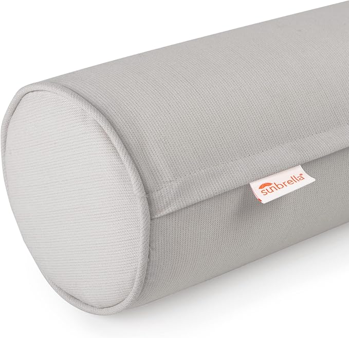 Austin Horn Classics Sunbrella Set of 2 Zippered Neck Bolster Pillow, Made with Sunbrella Fabric, Cylinder Pillows, for Couch & Bed, Decorative Round Throw Pillow, Back & Neck Support (Dove)