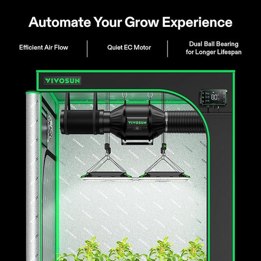 VIVOSUN Smart Air Filtration PRO T4 Kit 4", AeroZesh T4 Inline Duct Fan w/GrowHub E42A Temp. Humidity WiFi-Controller, Carbon Filter & Ducting, Cooling & Ventilation System for Grow Tent, Hydroponics