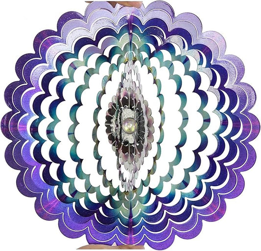 VP Home Floral Burst Mandala Kinetic Wind Spinner for Yard and Garden Wind Spinner Outdoor Metal Large Hanging Mandala Decor 3D Garden Art Wind Sculpture Spinners
