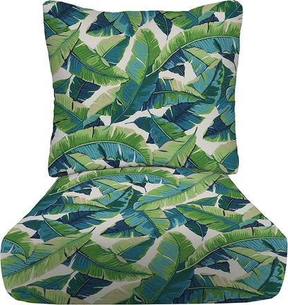 RSH DECOR: Deep Seating Cushion with Pillow Back | 25” x 25” Seat | Water and Fade-Resistant Spun Fabric | Outdoor Chair Cushion Set for Patio Furniture | Balmoral Opal
