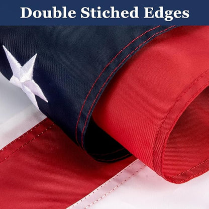 American Flags for Outside 5x8 Ft. American Flags 5x8 Ft Outdoor Heavy Duty. Indestructible US Flags with Embroidered Stars, Sewn Stripes, 3 Brass Grommets and Vivid Colors.
