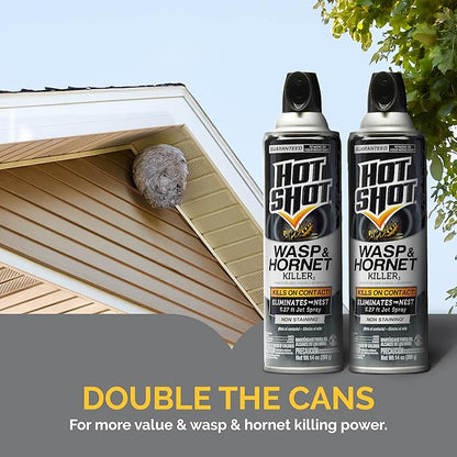 Hot Shot Wasp & Hornet Killer Spray, For Insects Eliminates the Nest, Sprays Up To 27 Feet, 14 fl Ounce, 2 Pack