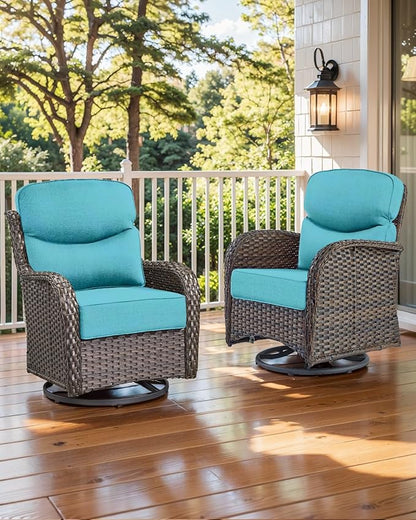 Luxury 22x24/22x25 6-Inch Smile Patio Dining Chair Cushions Set of 4 - Heavy Duty Water Slashproof Outdoor Seat Cushion for Outside Furniture Rocker Loveseat L-Shape Sofa - Turquoise