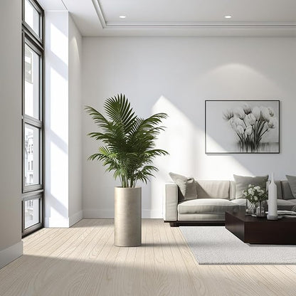 Kante 23.6 Inch Tall Cylindrical Planter, Large Round Plant Pots with Drainage Hole, Made with Concrete, Suitable for Indoor Outdoor Plants, Home Decor, Weathered Concrete