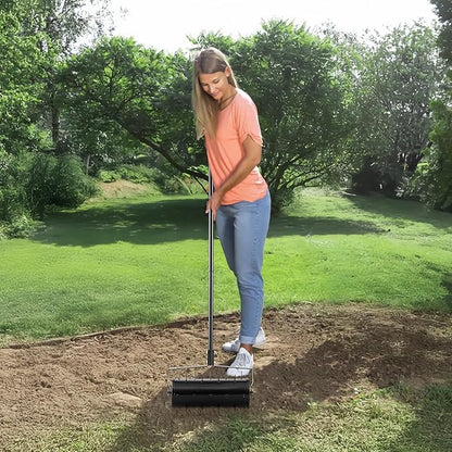 VEVOR Rolling Lawn Aerator, 18-inch Heavy-Duty Manual Rolling Aerator Lawn with Detachable Handle and 27 Iron Spikes, Rolling Lawn Aeration Tool for Garden Patio Yard Compacted Soils and Lawns, Black