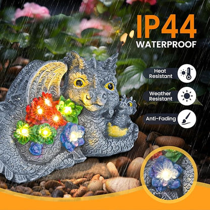 GIGALUMI Solar Garden Statues Dragon Statue Figurine Lights for Outside, Garden Decor Yard Decorations Outdoor for Mom, Women Housewarming Birthday Gifts