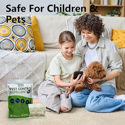 Pest Control Pouches, Rodent Repellent, Mouse Repellent, Peppermint Oil to Repel Ants, Spiders, Roaches, Moths & Other Pests, Mice Repellent Indoor All Natural Safe for Kids & Pets-10 Pouches
