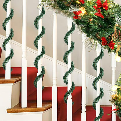 Uieke 200 Pcs Christmas Garland Ties 12Inch Artificial Pine Needles Garland Faux Pine Greenery Stems Twist Wired Tree Branches Wreath Tie for Craft Gift Wrapping Party Supply Christmas Decoration