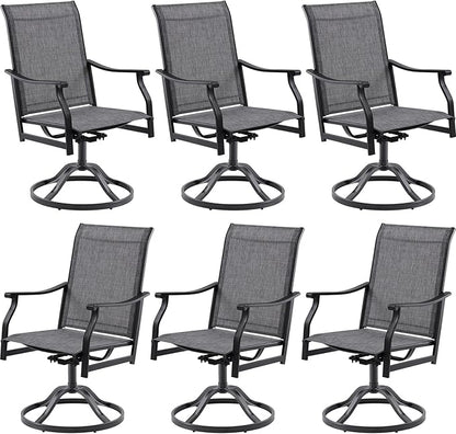 Soohow Swivel Outdoor Dining Chairs Set of 6, Patio Swivel Dining Chair with Textilene Fabric, Outdoor Metal Armchair All Weather Resistant, Ergonomic Comfort, Perfect for Patio, Backyard, Balcony