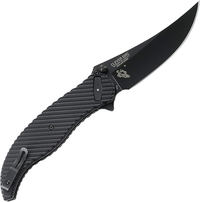 CRKT Clever Girl Folding Pocket Knife: Heavy Duty Everyday Carry, Black Blade, Flipper Open, Deadbolt Button Lock, IKBS Ball Bearing Pivot, G10 Handle 2640