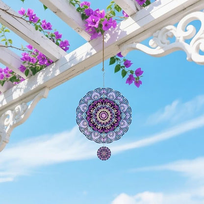 Wind Spinners Outdoor, Retro Kaleidoscope 3D Stainless Steel Wind Sculpture Spinner for Garden Outside Hanging Decor Mother's Day Christmas Birthday Gifts for Women Men Mom Nana 7.8 in