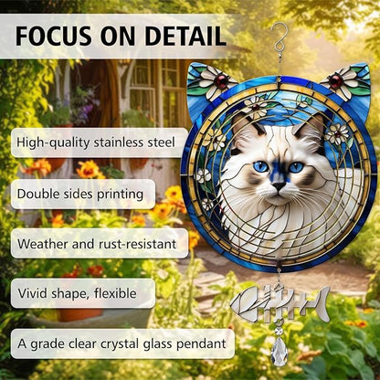 Birman Cat Wind Spinner, Birman Cat Wind Spinner Hanging for Yard and Garden