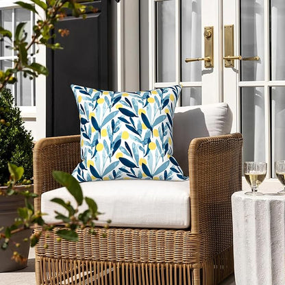 LVTXIII Outdoor Throw Pillow Covers 16 x 16 Inch, Covers ONLY Modern Cute Pattern Decorative Square Toss Pillow Case Pack of 2 for Home Patio Garden Sofa Bed Furniture, Leaves Multi