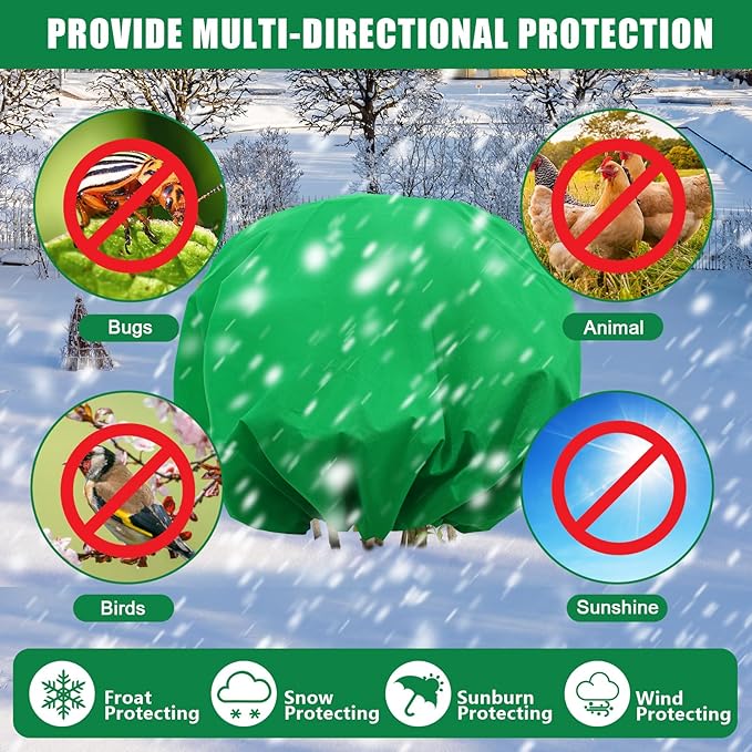 NNG 2PCS 8.1ft Dia. Round Winter Plant Covers Reusable Tree Freeze Protection with Drawstring Potted Plant Frost Blanket Outdoor Shrub Plant Cover for Winter Garden Potted Vegetable