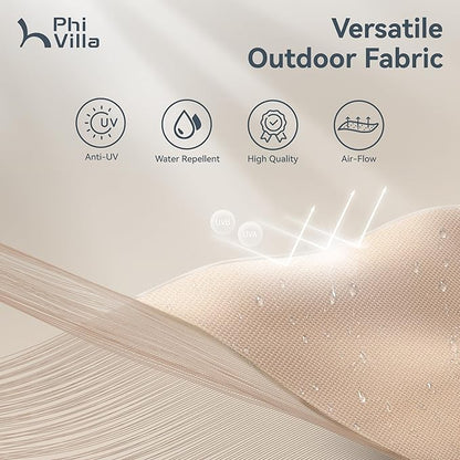 PHI VILLA 15ft Large Patio Umbrellas with Base Included, Outdoor Double-Sided Rectangle Big Market Umbrella with Stand, Outside Umbrellas for Poolside Lawn Backyard, Beige