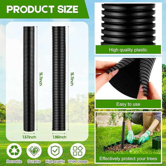 Menkxi 20 Pcs Corrugated Tree Guards Saplings Tree Trunk Protectors from Deer Tree Tubes Guard Tube Wraps to Protect Bark, Sapling from Rodents, Mowers, Animals (15.7 x 2, 15.7 x 1.5,Black)