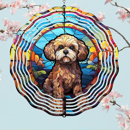 Poodle Dog Wind Spinners Outdoor Dog Memorial Gifts, 3D Metal Kinetic Hanging Garden Wind Spinner, Spinner Decor, Wind Sculptures for Outdoor & Indoor, Window, Yard Decor (Poodle 2)