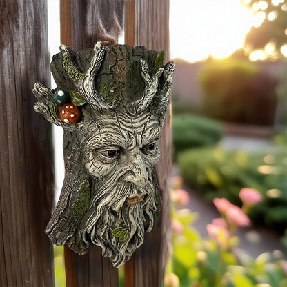 Blue Eye Mushroom Tree Face Sculpture, Funny Blue Eye Mushroom Old Man Tree Hugger Statue, Indoor & Outdoor Creative Props for Garden and Home