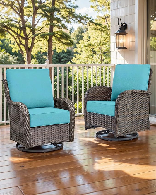 Luxury 22x24/22x25 6-Inch Outdoor Chair Cushions Set of 4 - Heavy Duty Water-Resistant Comfortable Cushion for Patio Furniture Dining Rocking Chairs Loveseat L-Shape Sofa - Turquoise