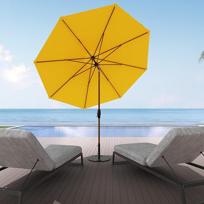 Midtown Umbrellas Wooden 2-9 Feet Outdoor Patio Umbrella, Terylast Sunflower Yellow Fabric, Aluminum Frame For Backyard Umbrella, Deck Umbrella, Garden Umbrella & Pool Umbrella - Wooden Pole