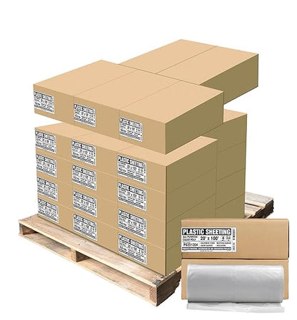 Aluf Plastics Clear All Purpose Poly Sheeting, Extra Strong, 4 mil, 20' x 100' for Painting & Furniture (1 Pallet of 25 Pack)