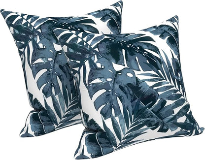 LVTXIII Outdoor Throw Pillow Covers 20 x 20 Inch, Covers ONLY Modern Cute Pattern Decorative Square Toss Pillow Case Pack of 2 for Home Patio Garden Sofa Bed Furniture, Palm Blue