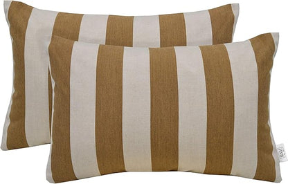 RSH DECOR: Sunbrella Lumbar Throw Pillows Set of 2 | 20" x 12" | Water and Fade-Resistant Performance Fabric | Outdoor Pillow Covers with Down-Alternative Inserts | Maxim Heather Beige