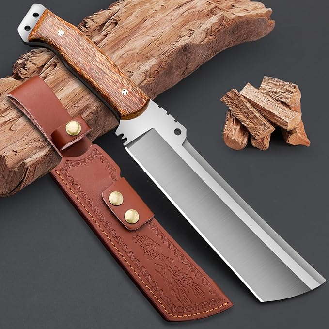 Machete with Sheath for Cutting Trees Heavy Duty, for Yard Work and for Bushcrafting Knife Sickle for Clearing Brush Garden Tools Construction Blade