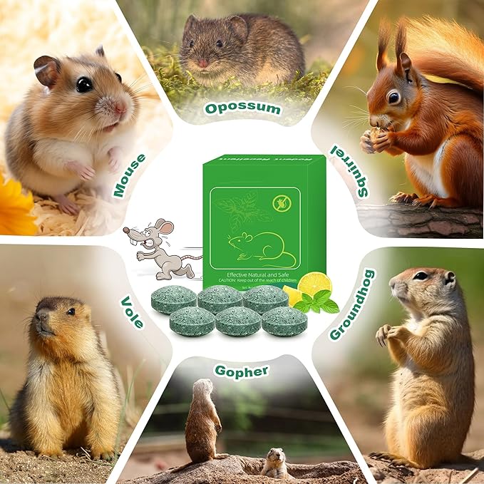 24Pcs Rodent Mice Repellent, Peppermint Oil Mouse Repellent Balls for Rats Mouse Deterrent, Keep Rat Mice Mouse Rodent Out of Indoor House Outdoor Car Engines RV Garage, Safe for Humans & Pets