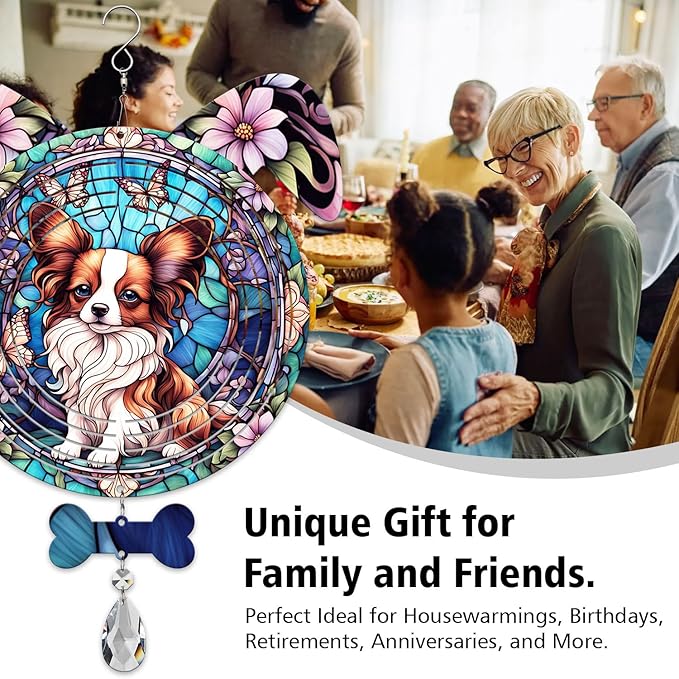 Papillon Dog Ears Wind Spinner, Papillon Wind Spinner Hanging for Yard and Garden V02