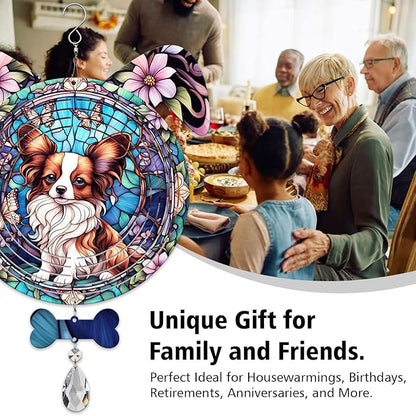 Papillon Dog Ears Wind Spinner, Papillon Wind Spinner Hanging for Yard and Garden V02