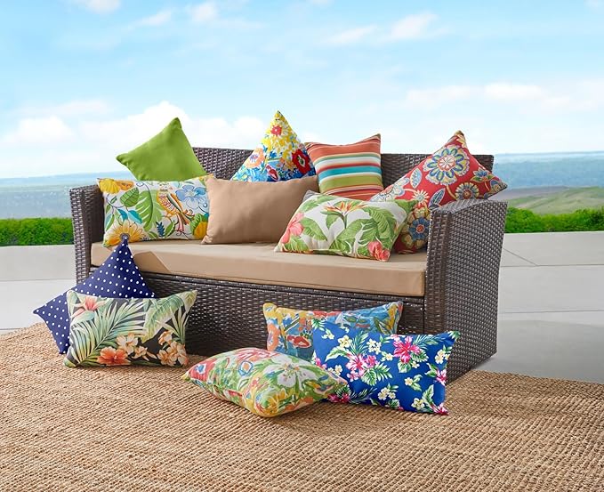 BrylaneHome Lumbar Pillow - 20" L x 13" W - Patio & Outdoor - Water, Stain & Fade Resistant - Granada
