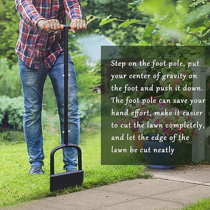 Height Adjustable Garden Edger Tool, Hand Steel Edger, Half Moon Lawn Edger, Saw-Tooth with Very Sharp Blade Manual Edger