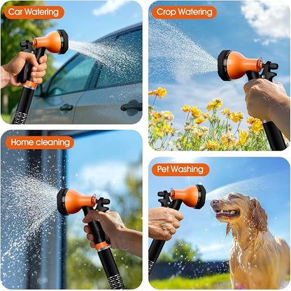 Garden Hose 100 FT - Flexible Metal Hose with 10 Function Nozzle, Kink Free, Lightweight, Durable, Crush Resistant Fitting, Easy to Coil, Puncture Proof Hose for Yard, Rv, 600 PSI - 2025 Model