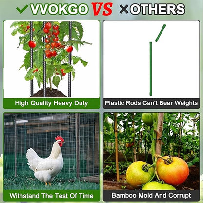 VVOKGO Rebar Stakes 48 Inch 16-Pack Concrete Form Stakes Heavy Duty Straight Ground Anchors, 3/8" Diameter Metal Steel Spikes with Chisel Point End for Plant Support, Garden Border,Landscape Edging