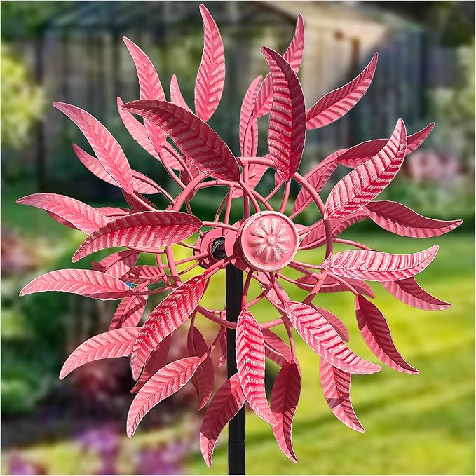 SenflameLarge Outdoor Metal Wind Spinner,Two-Way Wind Sculptures,360 Degrees Kinetic Wind Spinners Yard Art Decor for Patio, Lawn & Garden 63 * 13.4 Inches