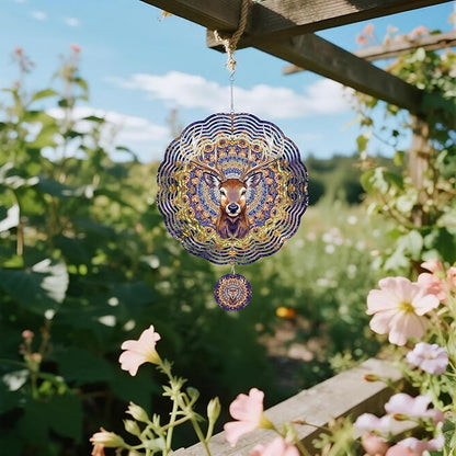 Wind Spinners Outdoor, Purple Brown Elk Deer 3D Stainless Steel Wind Sculpture Spinner for Garden Outside Hanging Decor Mother's Day Christmas Birthday Gifts for Women Men Mom Nana 13.7 in