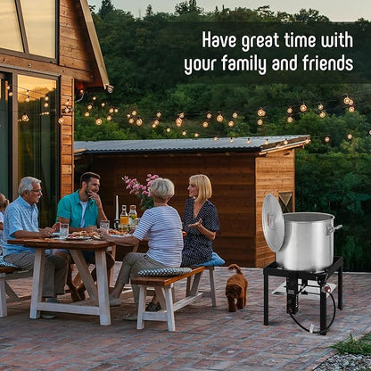 60 QT Aluminum Seafood Boil Pot with Basket and Burner, 100,000 BTU Propane Boiler with 10 PSI Regulator, Outdoor Fryer Kit for Seafood Boiling, CSA Certified