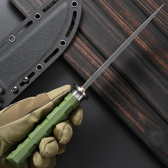 Sitivien ST29 Fixed Blade Knife, AUS-10 Steel Blade G10 Handle Full Tang Bowie Knife for Outdoor Camping Hunting Fishing Working(Green)