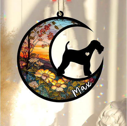 Personalized Dog Memorial, Custom Name Airedale Terrier Dog Christmas Ornament with Name, Custom Breeds, Pet Loss Light Catcher, Gifts for Lovers Loss of Pet Sympathy on Mothers Day Christmas
