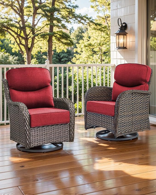 Luxury 22x24/22x25 6-Inch Smile Patio Cushions for Outdoor Furniture Set of 6 - Thick Back & Deep Seat Outside Chair Cushions for Rattan Metal Glider Loveseat Sectional Sofa - Red