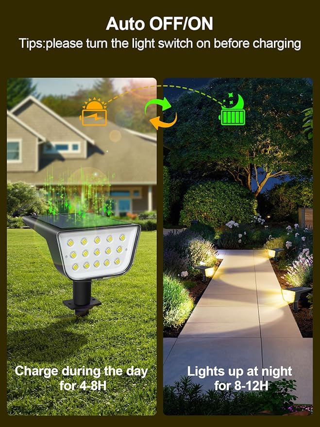 Solar Spot Lights Outdoor, Ultra Bright Solar Garden Lights Warm White, IP68 Waterproof Landscape Spotlights, 800LM 2700K for Yard Garden Wall Driveway, 8 Pack