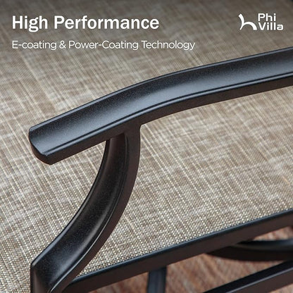 PHI VILLA Swivel Patio Dining Chair with 42" High Back, Padded Textilene Deep Seating Outdoor Chairs with Armrest & E-Coating Frame, All Weather-Resistant for Deck Lawn Garden, Set of 4