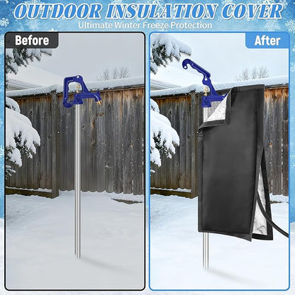 Outdoor Faucet Covers for Winter, 24.8" H×13.4" W - Waterproof Oxford Fabric Water Faucet Cover, Freeze Protection Outdoor Faucets Hose Bibs for Wall Taps Garden, Lawn, and Sprinkler Systems