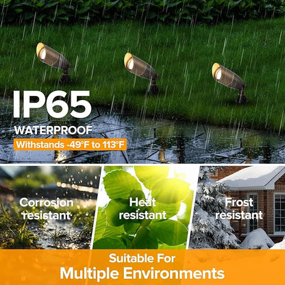 LUTEC Solid Brass Low Voltage Landscape Lighting, 12V Heavy Duty Waterproof Landscape Spotlights Bronze, Wired Uplights Outdoor Fixtureswith ABS Spike, Garden Yard Pathway Tree Without Bulb, 6 Pack