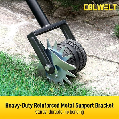 Colwelt Wheel Rotary Edger Lawn Tool 59’’, Manual Grass Edger Tool with Wheel with Extra-Wide Rubber Wheel, Garden Edger with Reinforced Bracket, Rotary Edging Tool for Landscaping Sidewalks Driveways